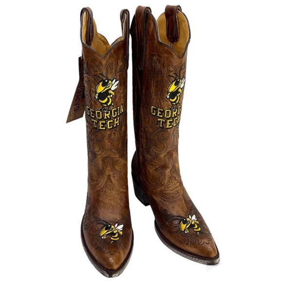 GAMEDAY BOOTS Georgia Tech Yellow Jackets NEW Embroidered Cowboy Boot Size 6.5 - Picture 1 of 14